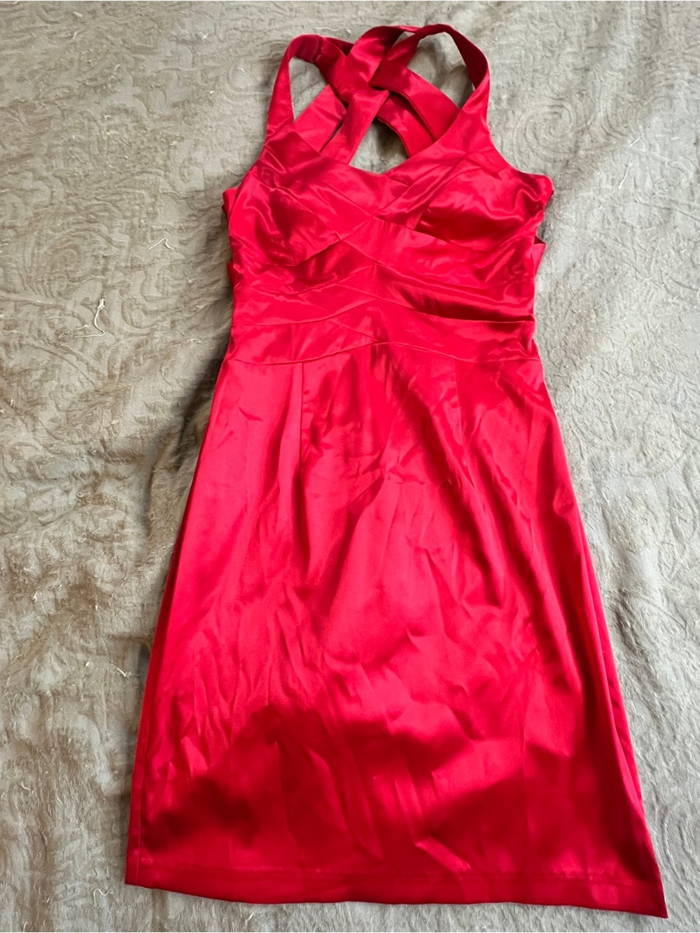 Dillard’s Formal Cocktail Dress Women’s Size 7/8 Red Satin Bodycon Homecoming